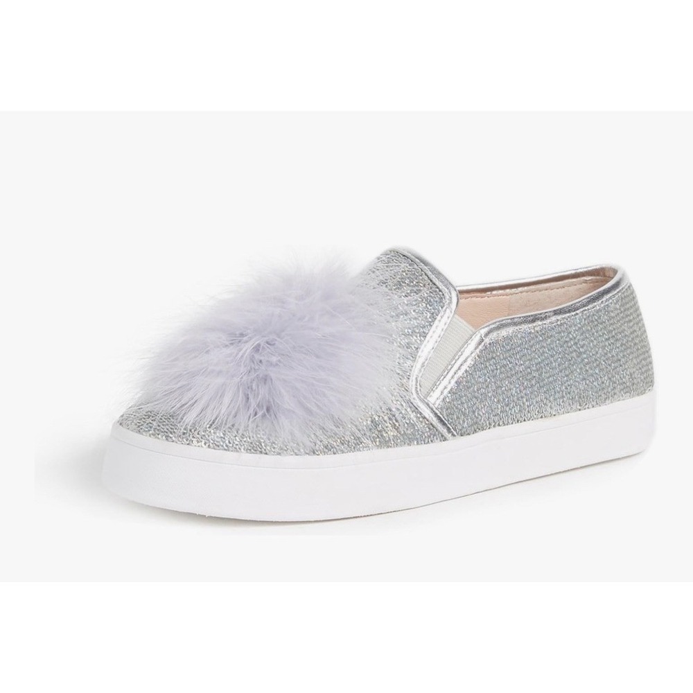 Kate Spade New York Latisa Women Pom Pom Sequin Sneaker Silver Iridescent